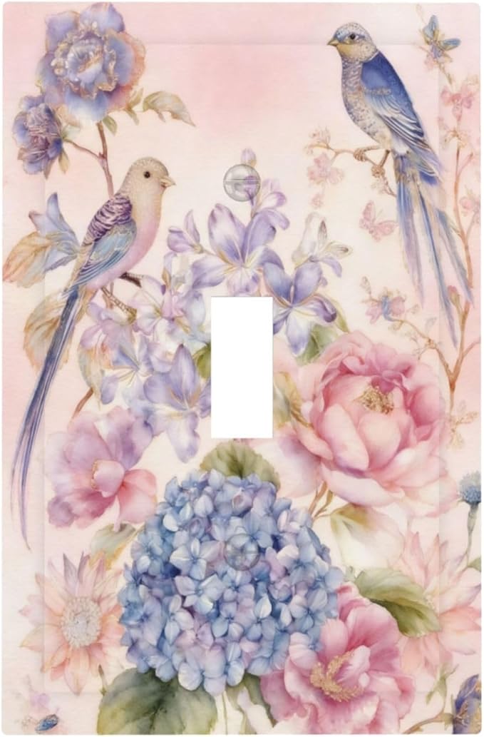 Bvtewkhz Floral Birds Morris 1 Gang Single Toggle Decorative Outlet Covers by Unknown