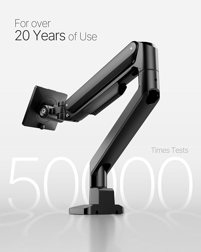 monTEK Deluxe Monitor Arm up to 40 Inch Holds 26.4 lbs Curved Screens Aluminum - Image 6
