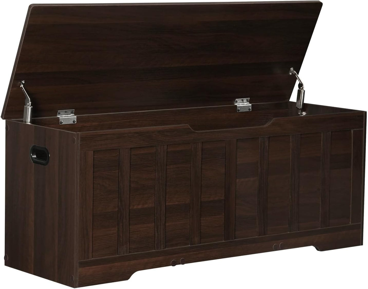 vankiley 47.2" storage chest extra large,wooden storage trunk(espresso), main product view
