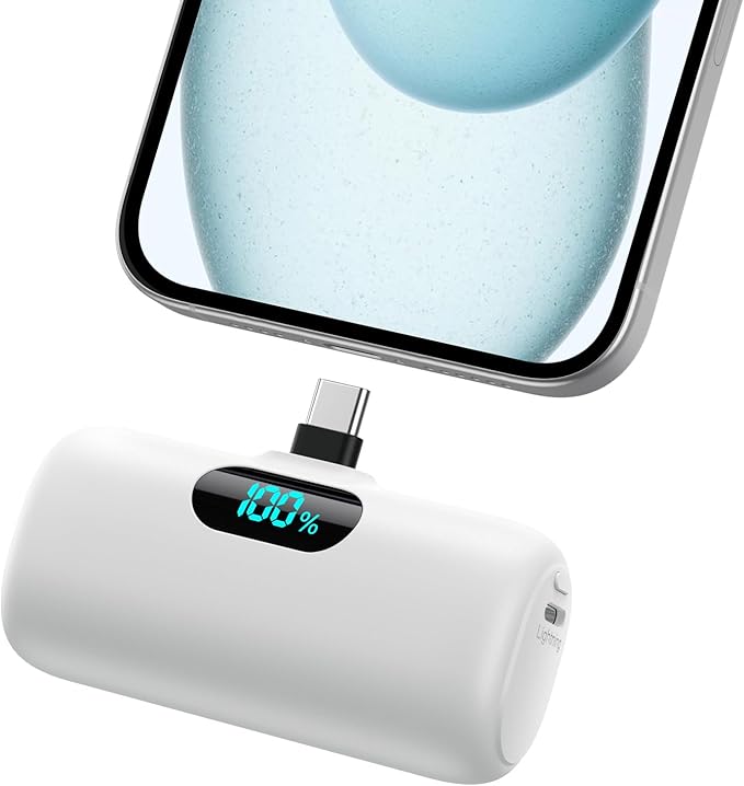 Mini Portable Charger USB C Power Bank, Upgraded 5000mAh PD Fast Charging by HETP