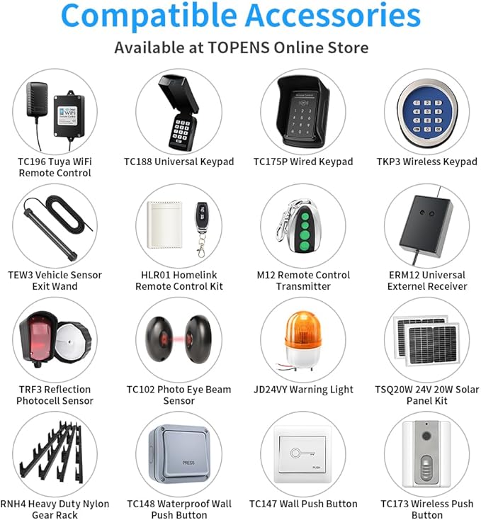 TOPENS DK1000S Solar Sliding Gate Opener Rack Drive Automatic Gate Motor - Image 8