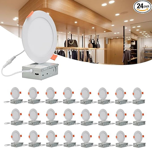 MKUJOO 24 Pack 4 Inch Ultra-Thin LED Recessed Ceiling Light by MKUJOO