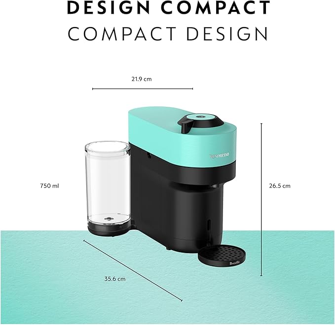 Nespresso Vertuo Pop+ Coffee and Espresso Maker by Breville, Aqua Mint - Image 8