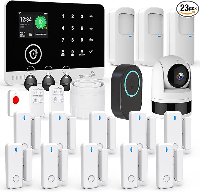 Home Alarm System with Camera, 23 Pieces Wireless WiFi/GSM SMS Home Security by Unknown