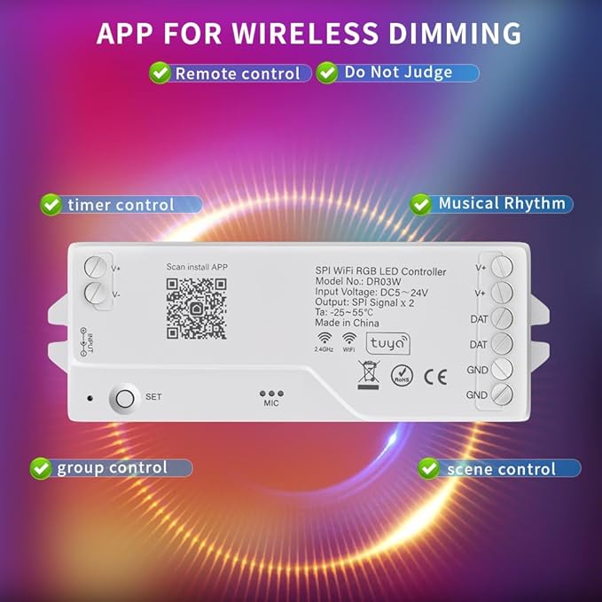 LOAMLIN DR03W RGB SPI SMD COB 3PIN Addressable LED Strip 2.4GHz Tuya WiFi - Image 7