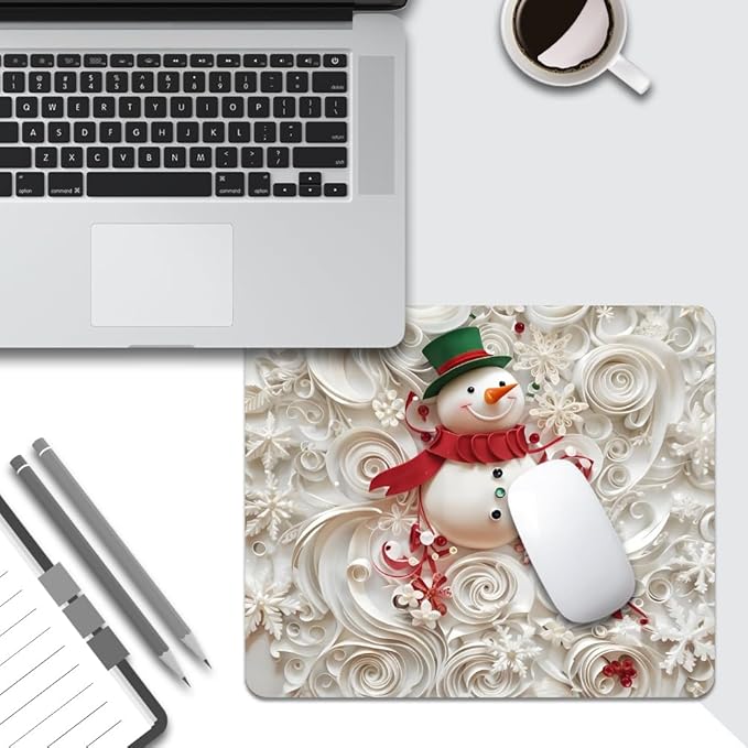 Christmas in The Snow Square Mouse pad, Waterproof, Anti Slip Rubber Base - Image 5