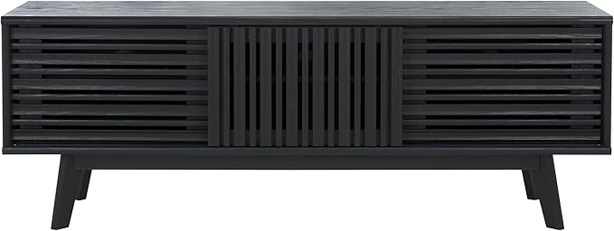 SAFAVIEH ESMA TV Stand for up to 65" Flatscreen – Black, Sliding Doors by SAFAVIEH