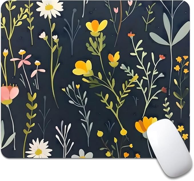 Dreamy Floral Pattern Square Mouse pad, Waterproof, Anti Slip Rubber Base by Goodsprout