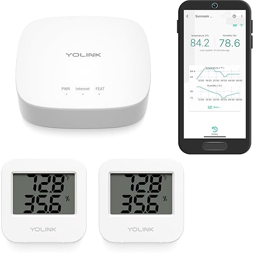YoLink Smart Temp & Humidity Sensor, LoRa Long Range, 2 Year Battery, Indoor by YoLink