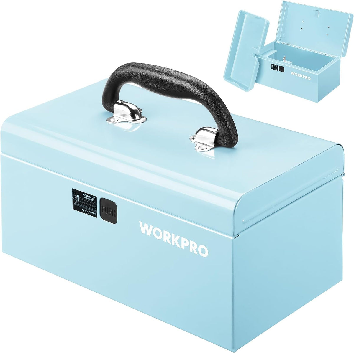 workpro 10.8" mini metal tool box with removable, main product view