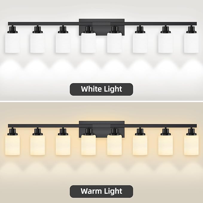 DIKAIDA 8-Light Bathroom Light Fixtures Over Mirror, 52inch Modern Matte Black - Image 9