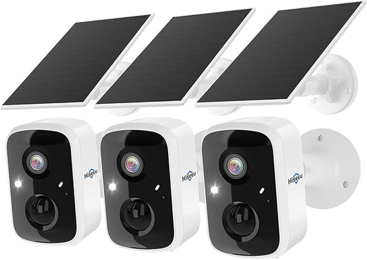 Hiseeu Solar Camera Security Outdoor, 3 Pack 100% Wireless 3K 4MP Surveillance by Hiseeu
