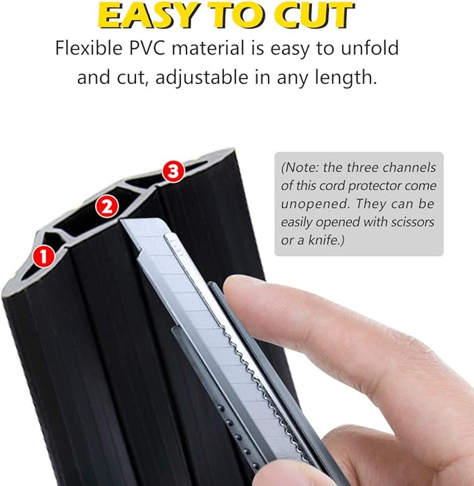 20Ft Cord Covers for Wires on Floor, 3-Channel Floor Cord Cover - Image 4