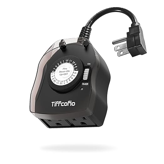 TiFFCOFiO Outdoor Timer Outlet, 24 Hour Mechanical Outdoor Timer by TiFFCOFiO