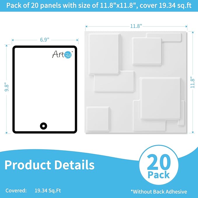 Art3d 20 Pack Decorative 3D Wall Panels, 19 Sq.Feet PVC Interior Wall Décor - Image 2