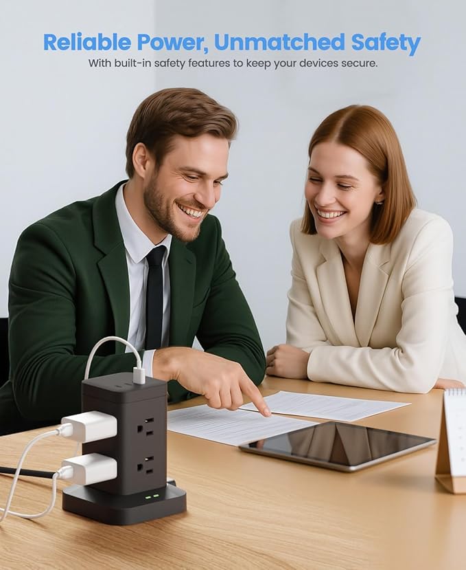 Power Strip Tower with Surge Protector 1800J, Fast Charging Tower PD20W USB-C - Image 9