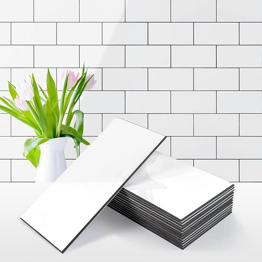 Vamos Tile 100-Piece Glossy Pure White Peel and Stick Backsplash Tile, Stick on by VamosTile