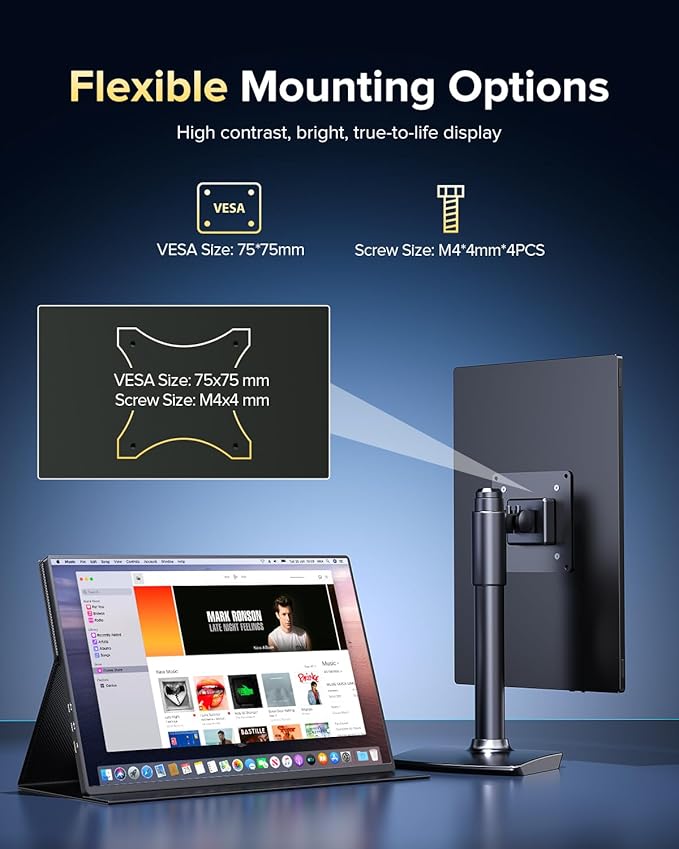 EVICIV Portable Monitor 4K 1200 Nits, 3840 * 2400 UHD, 1MS FreeSync, 2000:1 - Image 6