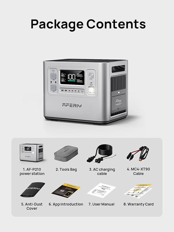 AFERIY P210 Portable Power Station 2400W, 2048Wh LiFePO4 Battery Generator - Image 7