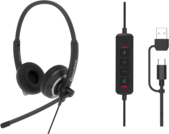 Accutone Conversation 95 Wired Office USB Headset by ACCUTONE