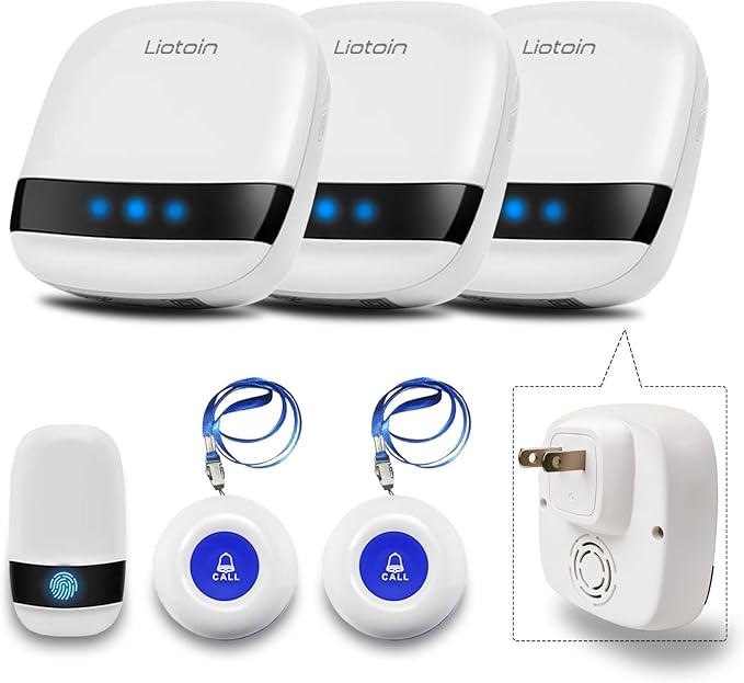 LIOTOIN Caregiver Pager Wireless Call Button Alert Button Call Bell Emergency by Liotoin