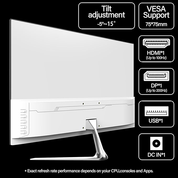 Gawfolk Gaming Monitor 24.5 Inch 200Hz Built-in Speakers, 180hz PC Monitor FHD - Image 3