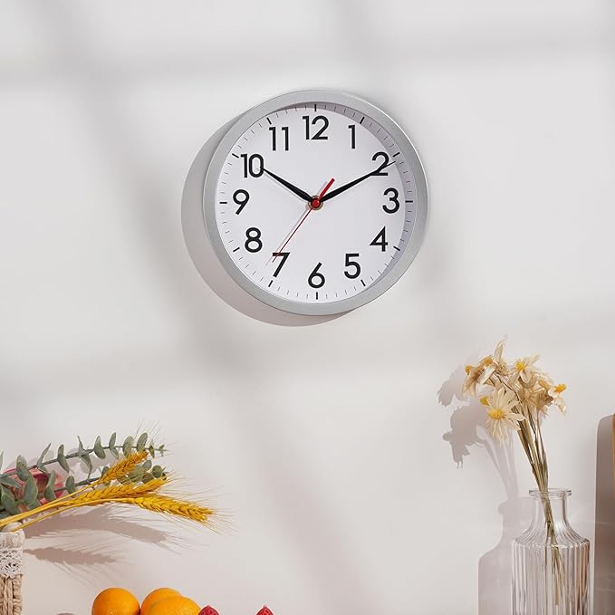 AKCISOT Wall Clock, Modern Small Wall Clocks Battery Operated 8 Inch, Silent - Image 5
