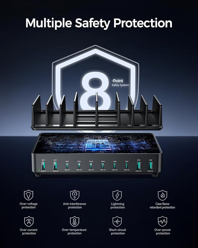 400W Charging Station for Multiple Devices, 10 Port Double PD 100W USB C - Image 3