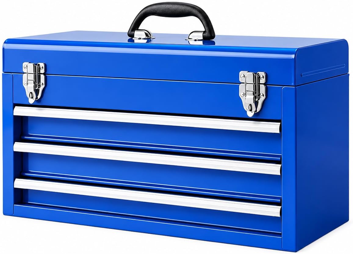 big red metal tool box, 20.5-inch, portable metal, main product view