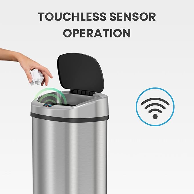 iTouchless 13 Gallon Oval Sensor Trash Can - Image 3