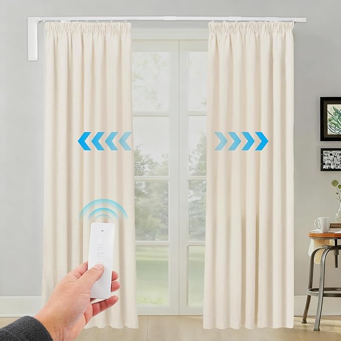 Lemoeyes Electric Curtain Track, Retractable Motorized Curtains Rod within 7.2ft - Image 2