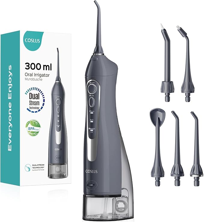 COSLUS Water Dental Flosser Teeth Pick: Portable Cordless Oral Irrigator 300ML by COSLUS