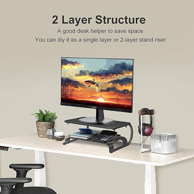 suptek Double-Deck Desk Monitor Stand Riser - Image 2