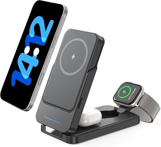 ANJANK 3 in 1 Portable Wireless Charging Station, 5000mAh Removable Mag-Safe by ANJANK