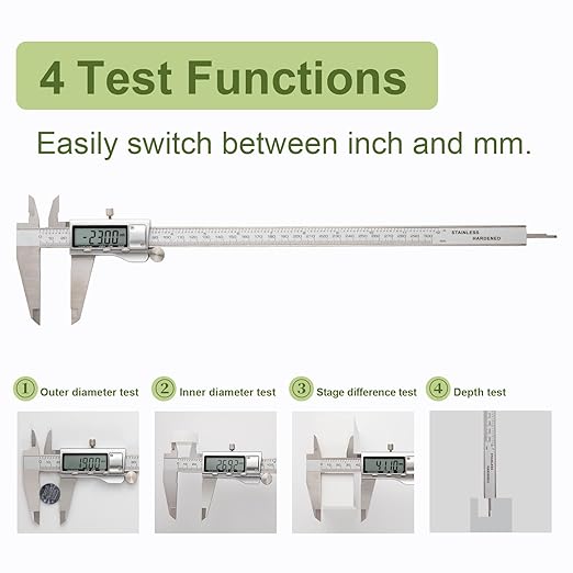 SCITOOLS All-Metal Digital Caliper 0-12" Measuring Tool, Micrometer Caliper - Image 3