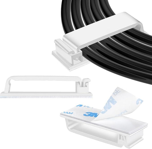 XHF 50 PCS Self Adhesive Cable Clips White, Wire Clips Cable Management Wire by XHF
