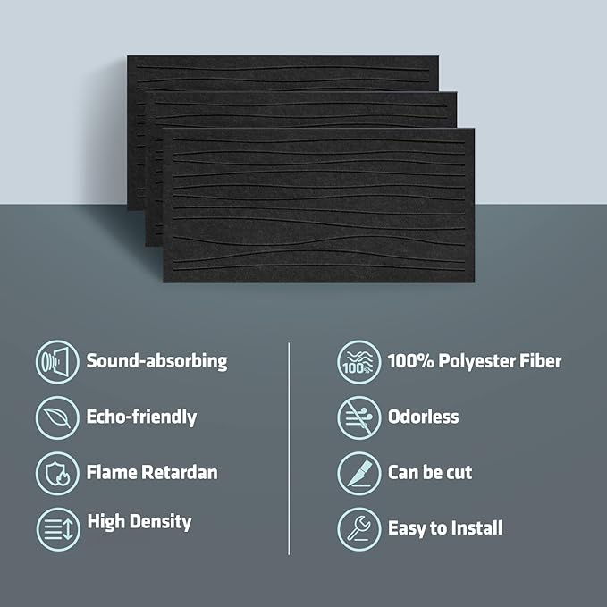 UMIACOUSTICS 6 PCS Sound Proof Panels, 47.2 x 23.6 Inches Sound Absorbing Panels - Image 5