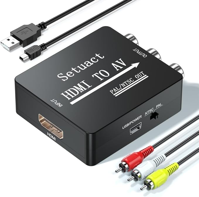 Setuact HDMI to AV Converter, HDMI to RCA Converter, Supports PAL/NTSC by Setuact