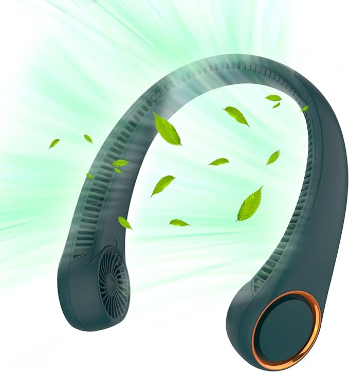 Portable Neck Fan, Hands Free Bladeless Fan, 360° Cooling Personal Fan by penkou