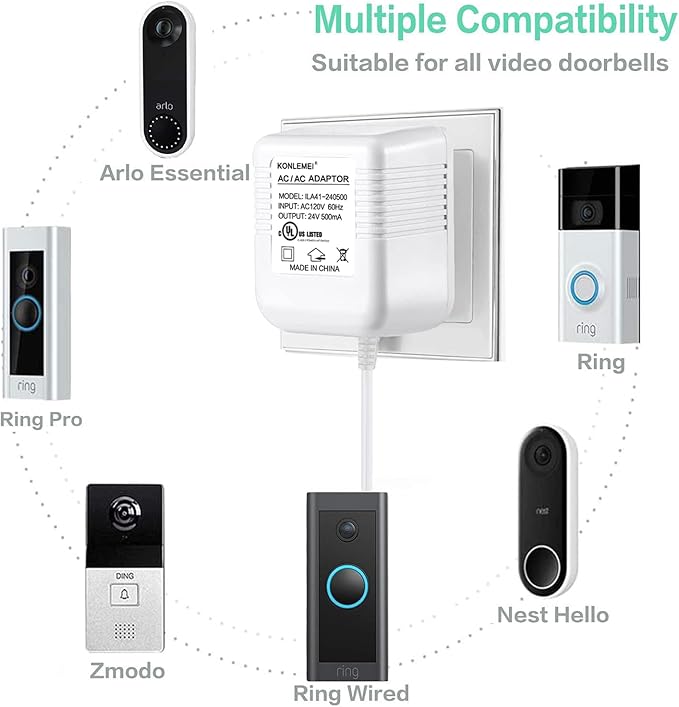 KONLEMEI Doorbell Power Adapter, 24V Transformer Compatible - Image 3