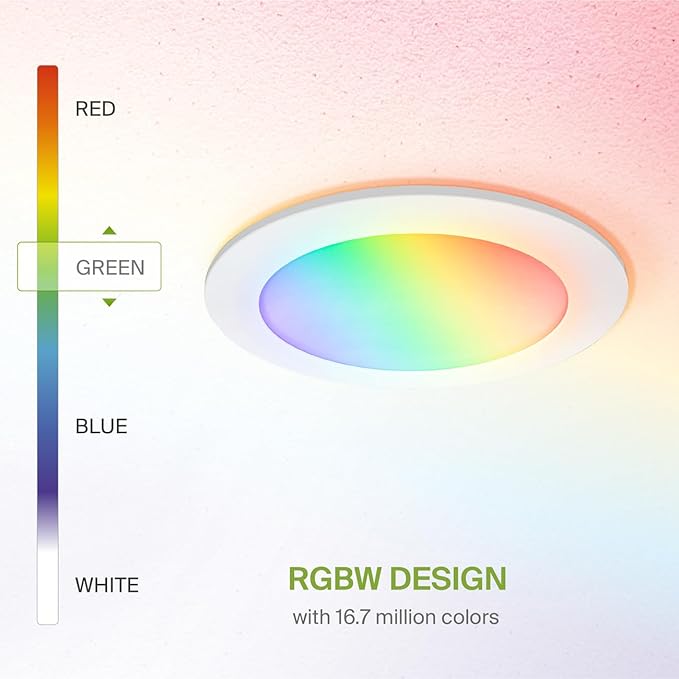 ASD 6 Pack LED Smart Recessed Lighting 6 Inch 15W, RGBW Color Changing Lights - Image 4