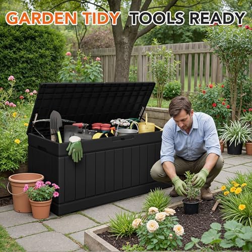 78 gallon deck box outdoor indoor waterproof storage, close-up detail