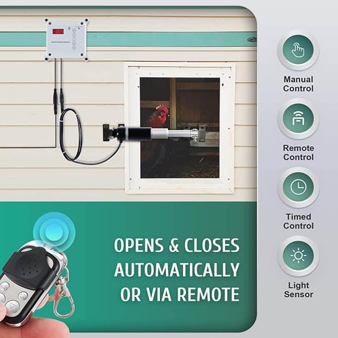 Cunyuer Automatic Chicken Coop Door Opener, Timing Photosensitive Remote Door - Image 6