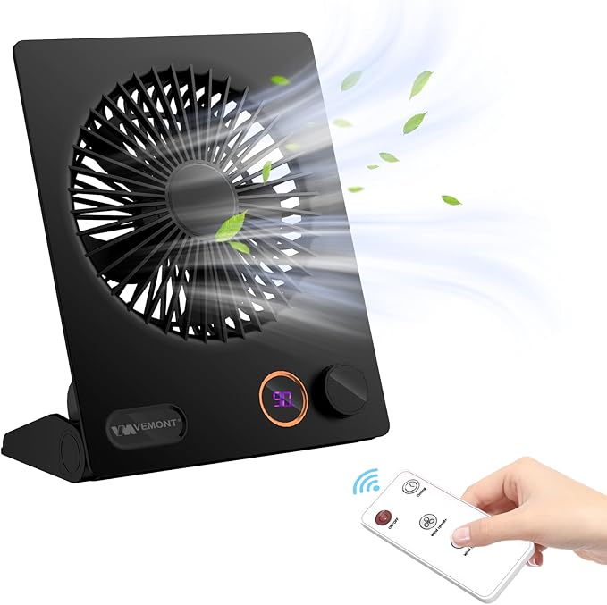 Small Desk Fan, VEMONT USB Table Fan, 5000mAh Rechargeable Battery Fan by VEMONT