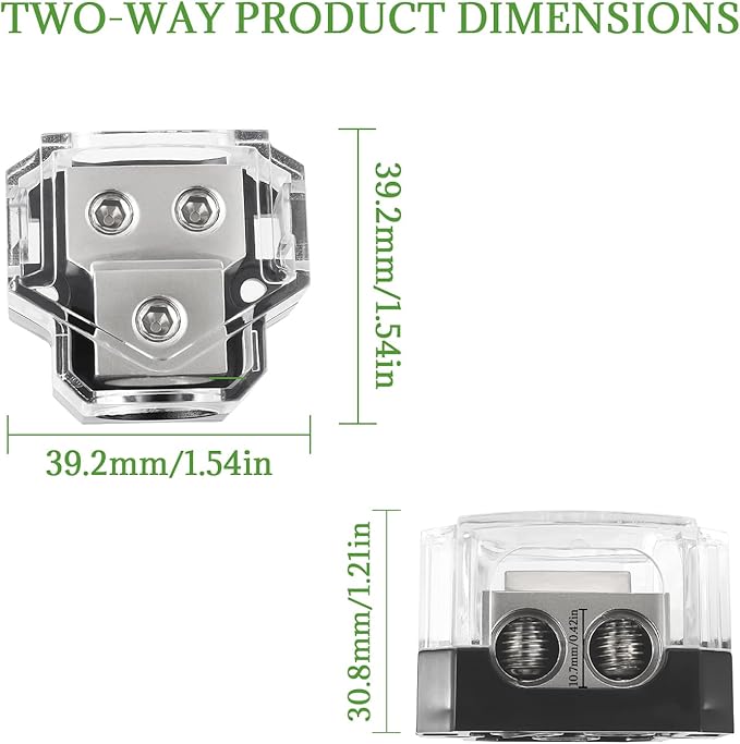 BOJACK 2 Way Power Distribution Connecting Block 1x0/2/4 Gauge Input 2x4/8 - Image 2