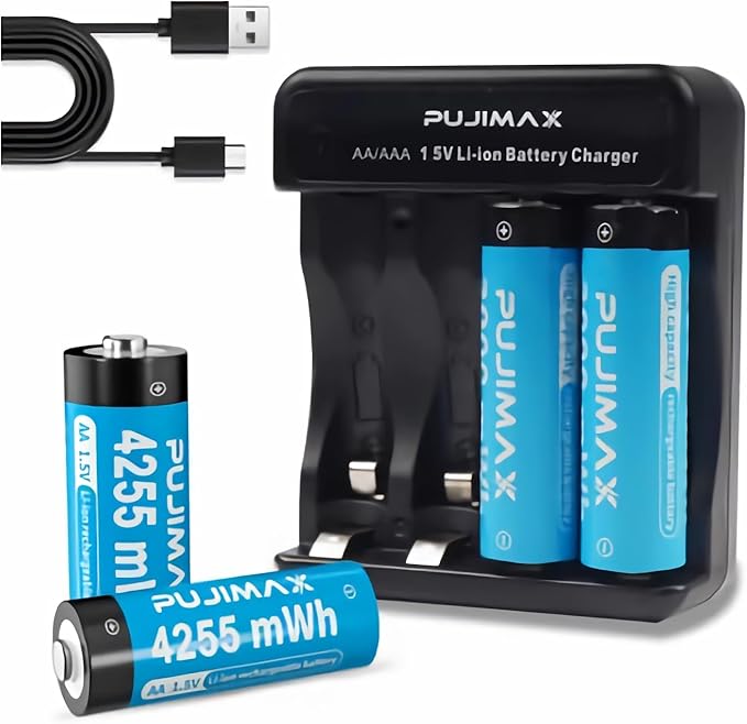 PUJIMAX Rechargeable AA Batteries Lithium by PUJIMAXismadeforallkindsofbatteries