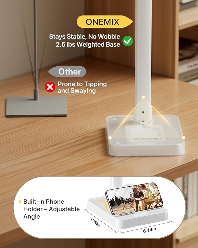 ONEMIX 42" LED Desk Lamp for Home Office, Eye-Caring Desk Light - Image 9