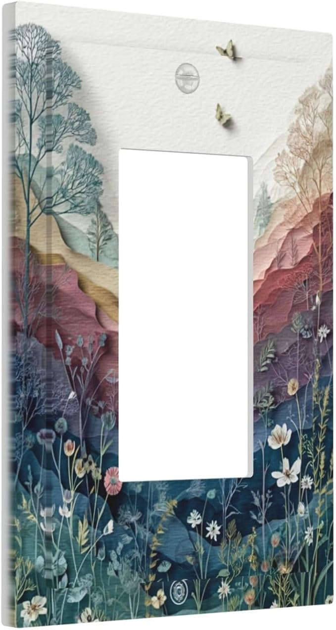 Bvtewkhz Wildflowers Rustic Flowers Floral Plants 1 Gang Single Rocker Wall - Image 2
