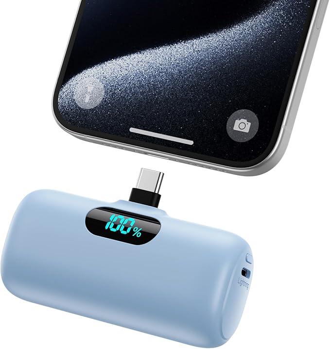 Mini Portable Charger USB C Power Bank, Upgraded 5000mAh PD Fast Charging by HETP