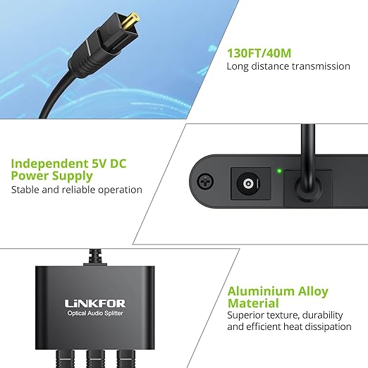 LiNKFOR Optical Cable Splitter 1x3 SPDIF Toslink - Image 6